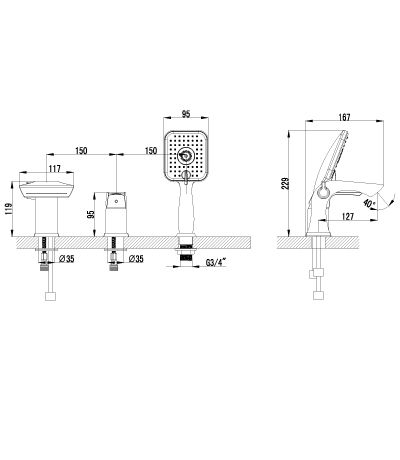 Смеситель для ванны Lemark Unit LM4545C