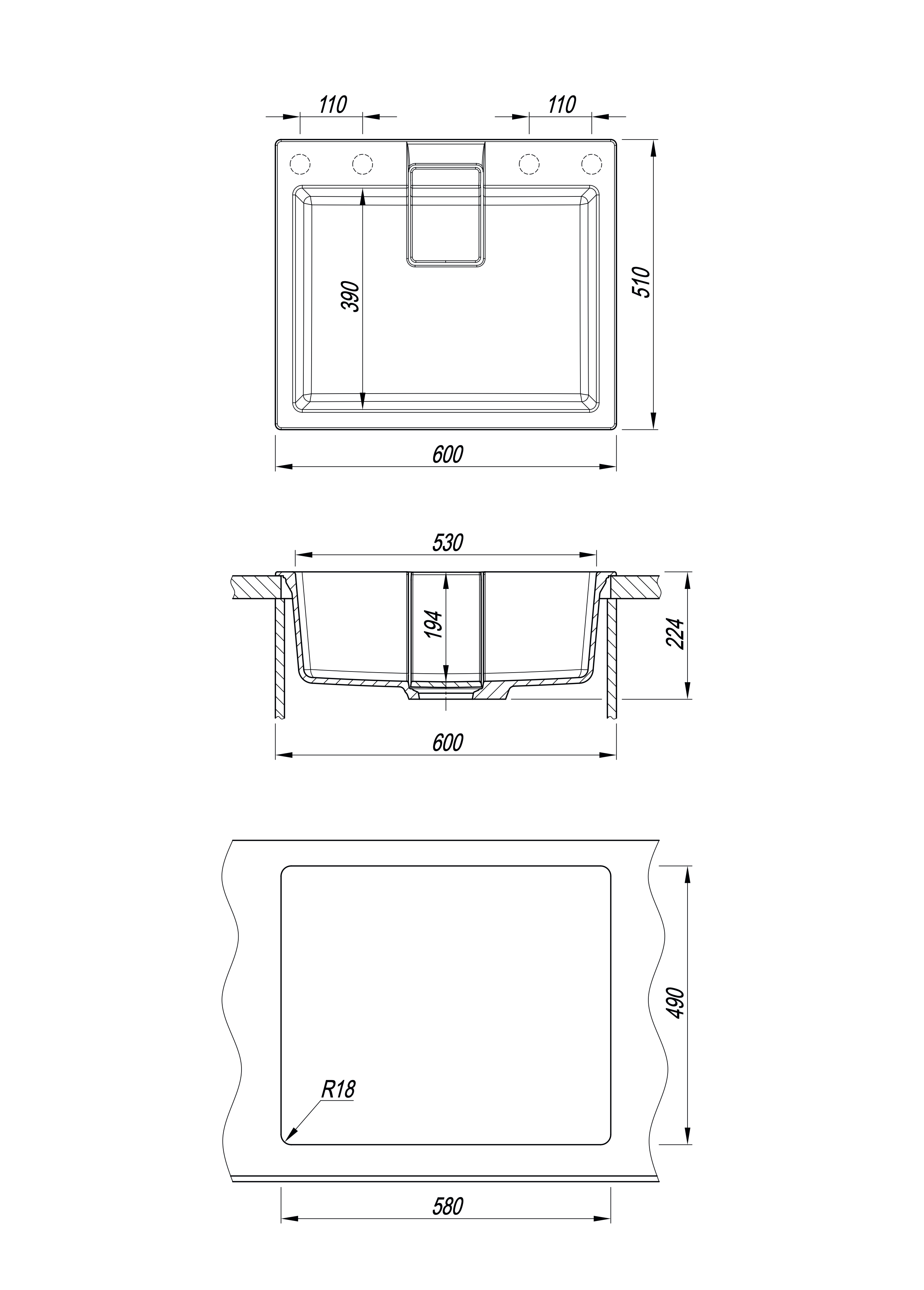 Florentina кухонная мойка Ривьера 600