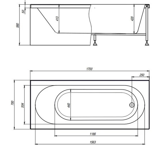 ALEX BAITLER Ванна акриловая BAIKAL 170*70