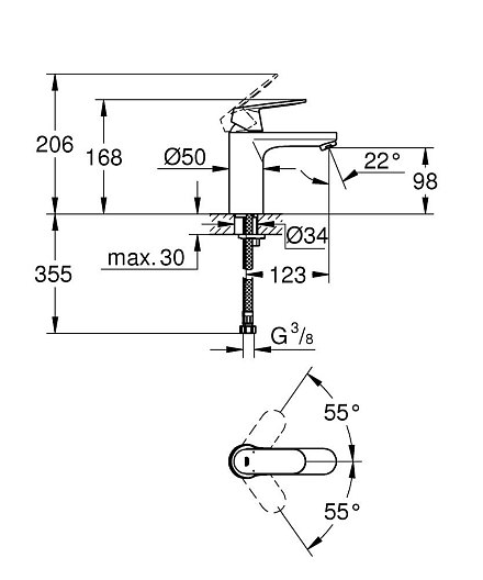 Grohe Смеситель Eurosmart Cosmopolitan для раковины 23327000