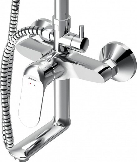 AmPm Душевая система Sunny, набор: смеситель для ванны/душа, верхний душ, ручной душ F0785C900