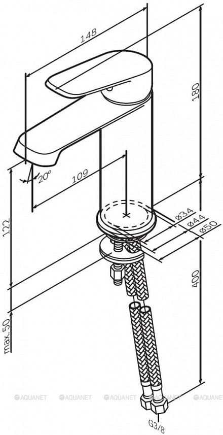 AmPm Func, смеситель для умывальника, черный F8F02122
