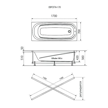 Тритон ванна ЕВРОПА 170х70
