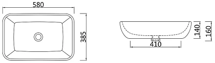 SSWW Раковина накладная 58, белая CL3155