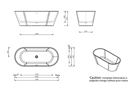 Ванна отдельностоящая, акрил, 170х74, белая SSWW WA1037-ST