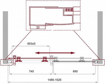 Belbagno Душевая дверь 1500х1950мм Матовое хром