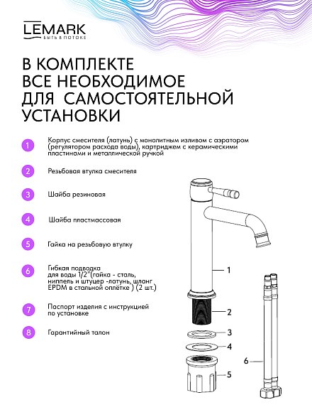 Lemark Pushkin LMF-8612B-C Смеситель для раковины