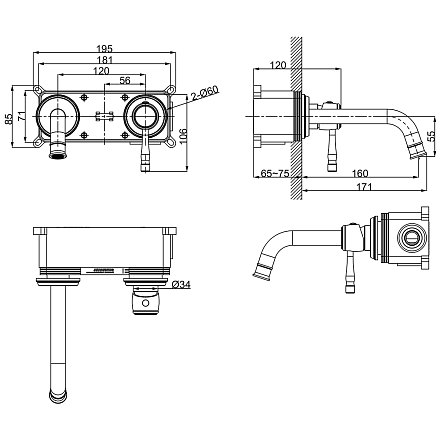 Lemark Pushkin LMF-8633B-C Смеситель для раковины, встраиваемый
