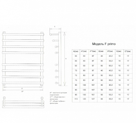 ДВИН полотенцесушитель электрический F Primo electro 80/50 Хром