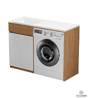 1 Марка Тумба Марсал 130 левый с бельевой корзиной (Дуб Вотан белый) 