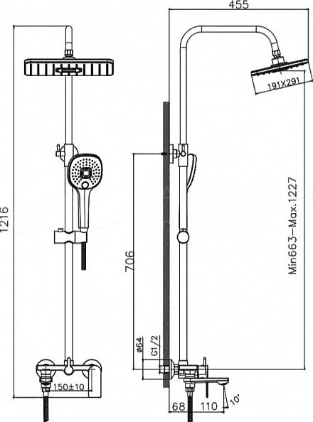 Стойка душевая со смесителем HAIBA HB24505 хром