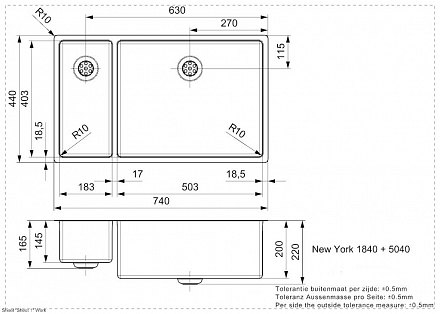 Reginox кухонная мойка New York 50x40+18x40 L