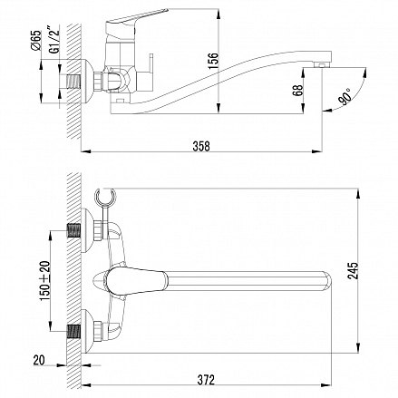 Смеситель для ванны Lemark Partner LM6553C