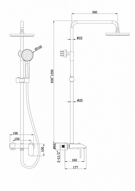 Bravat Pure Душевая стойка (F6335369CP-A-RUS)