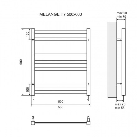 Lemark Полотенцесушитель Melange LM49607E П7 500x600 левый/правый