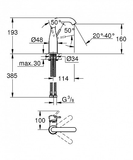 GROHE Essence чёрный матовый 24176KF1 Смеситель для раковины