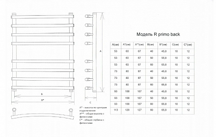 ДВИН полотенцесушитель электрический R Primo electro 80/50 (справа) Белый