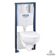 Grohe Комплект 5в1: Инсталляция с панелью смыва, унитаз с сиденьем Bau Ceramic Slim 36504000
