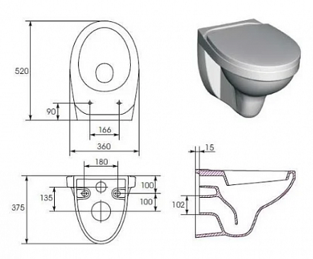 Унитаз подвесной Cersanit DELFI, белый