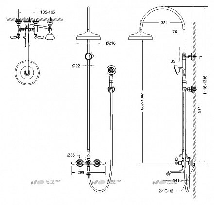  BRAVAT ART Душевая колонна со смесителем для ванной (F65193BAF-A2-RUS)