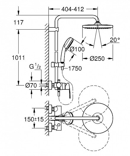 26673000 GROHE Tempesta Cosmopolitan 250 система