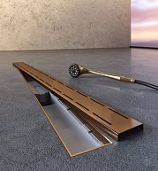 Трап линейный для пола, боковой слив, бронза MCH 