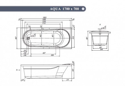 ВентоСпа Ванна AQUA LA 1700х700/1 +ножки