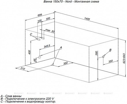 AQUANET Ванна NORD 150