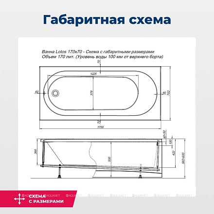 AQUANET Ванна LOTOS 165*70
