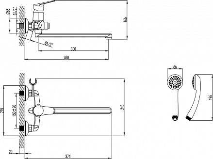 Смеситель для ванны Lemark Partner LM6557C