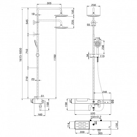 Lemark "Tropic"LM7007C Стойка для ванны и душа