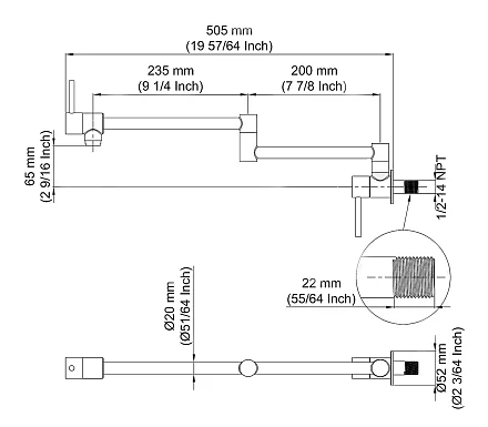 Pot Filler кран над плитой черный