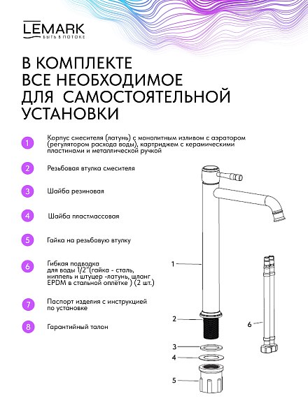 Lemark Pushkin LMF-8615B-C Смеситель для раковины высокий