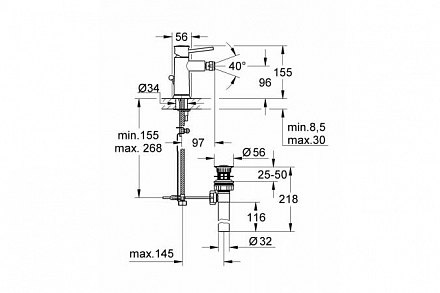Смеситель для биде GROHE Bau Classic 32864000