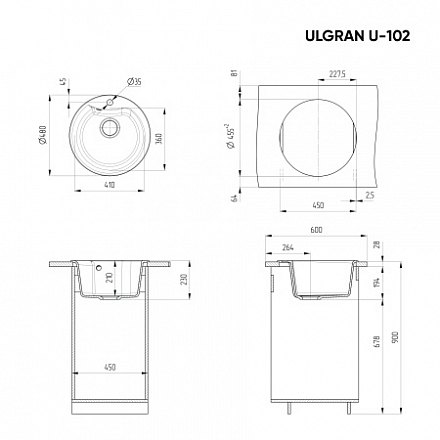 Мойка для кухни ULGRAN U-102