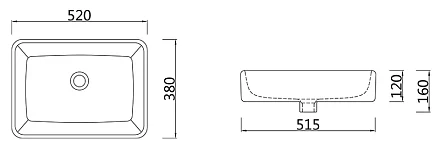 SSWW Раковина накладная 52, белая CL3153