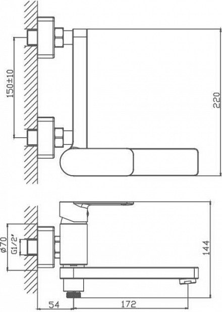 HAIBA Смеситель для ванны HB60617 хром
