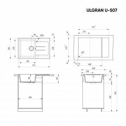 Мойка для кухни Ulgran U-507