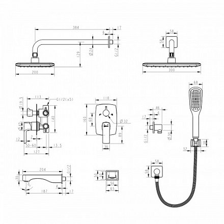 LeMark LM7222BL URSUS душевая система черная