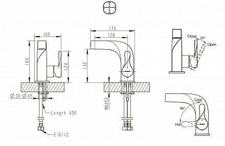 Bravat Wave Смеситель для раковины (F174108C-2)