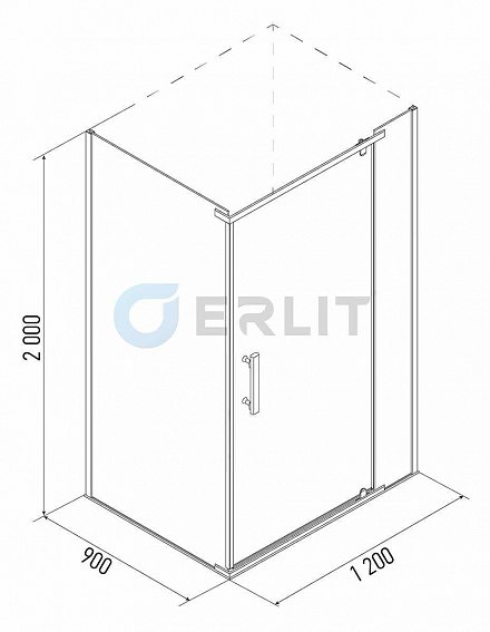 Душевое ограждение Erlit ER10112H-C1, 120х90 см., прозрачные стекла, без поддона