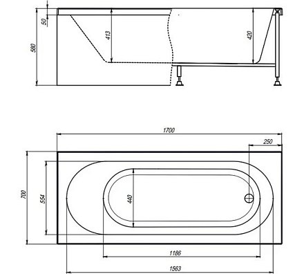 ALEX BAITLER Ванна акриловая BAIKAL 170*70