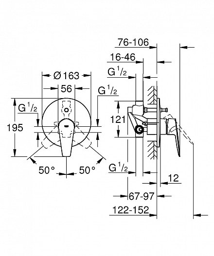 GROHE BauEdge New Смеситель однорычажный для ванны (29079001)