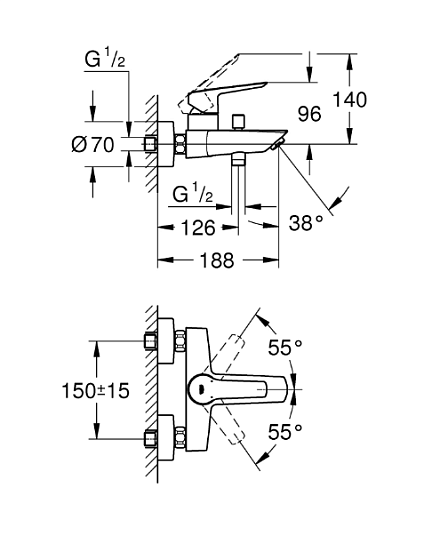 GROHE QuickFix Start Cмеситель для ванны (322782432)
